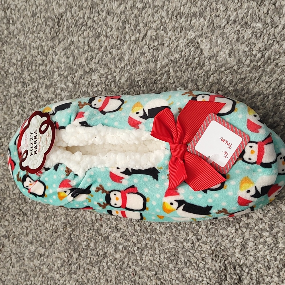 NWT Holiday Penguin Slippers